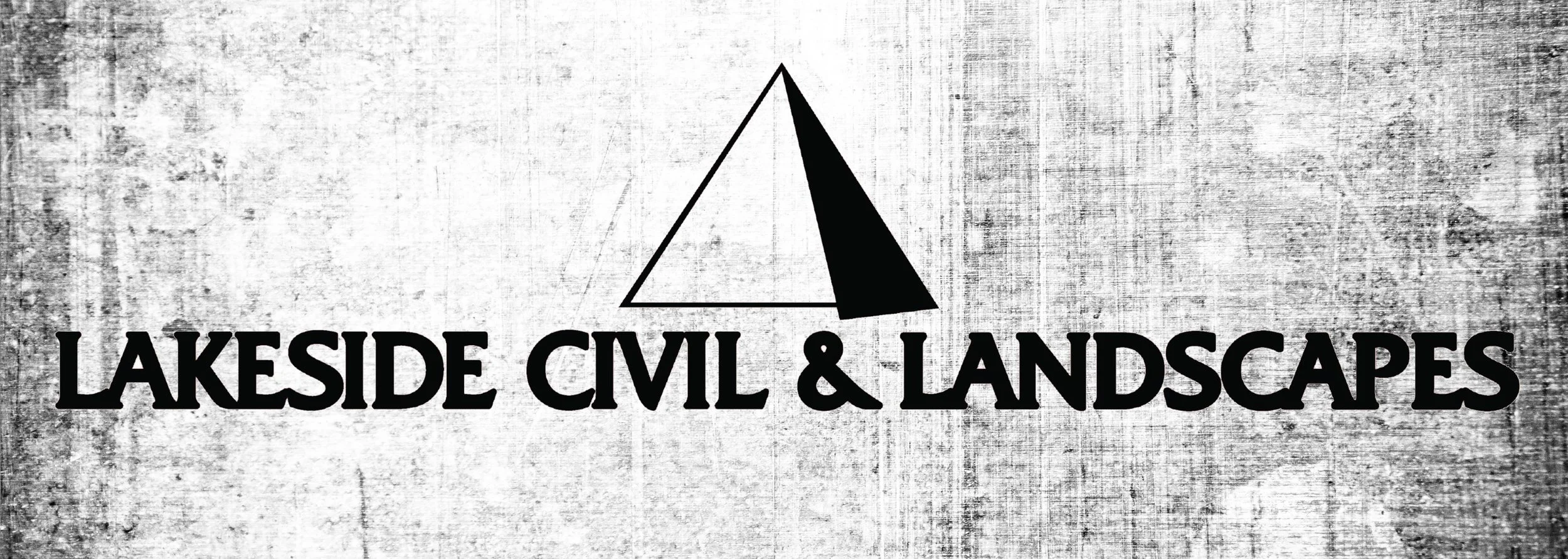 Lakeside Civil & Landscapes logo with a triangle graphic on a distressed background.