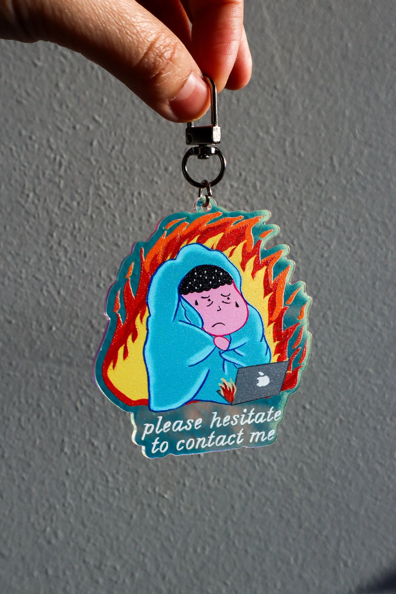 Please Hesitate to Contact Me Keychain