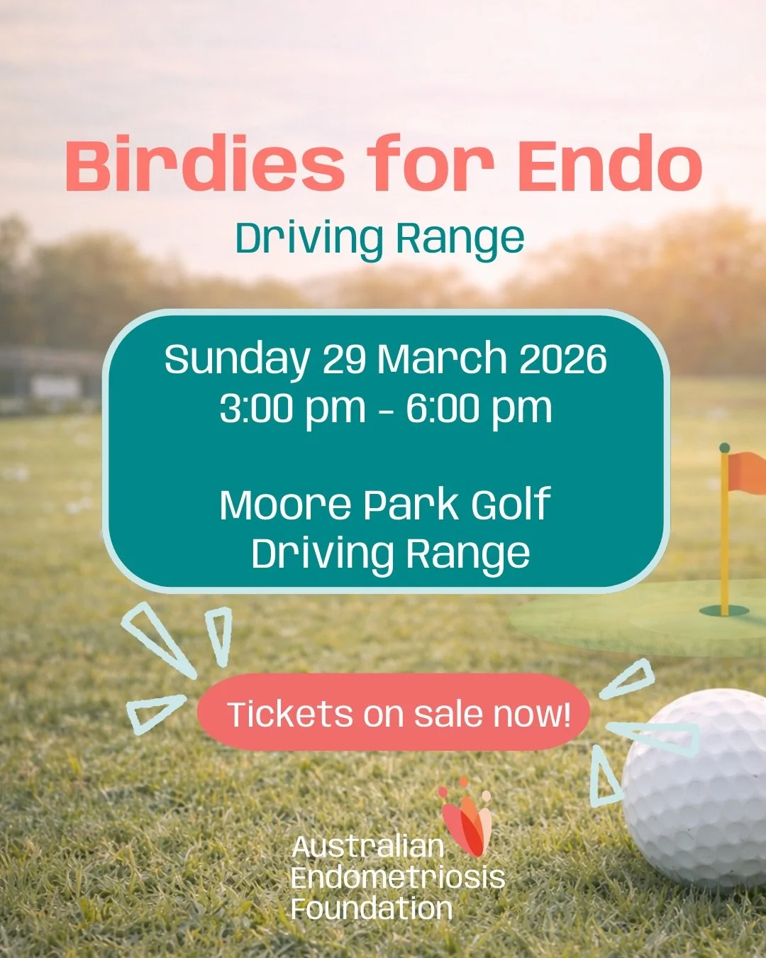 Join us for Birdies for Endo, a fun and relaxed afternoon on the driving range in support of Endometriosis Awareness Month. 

Gather your friends, take a swing, and help support young people living with endometriosis while enjoying a unique Sunday af