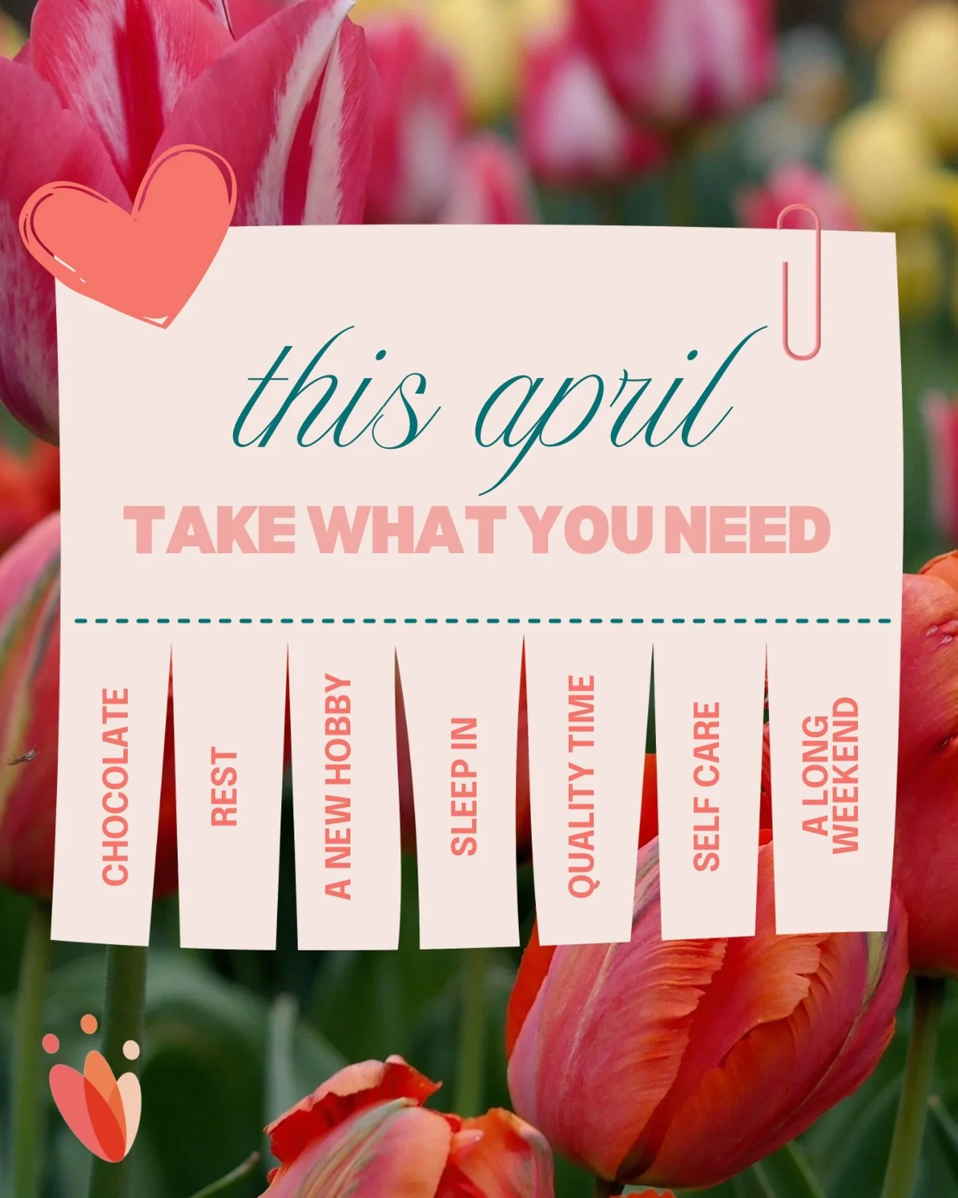 This April, give yourself permission to slow down and take what you need!

Be gentle with yourself and trust what your body is asking for.

Be kind to yourself this month 🤍

#AusEndoFoundation #AEF #Endometriosis