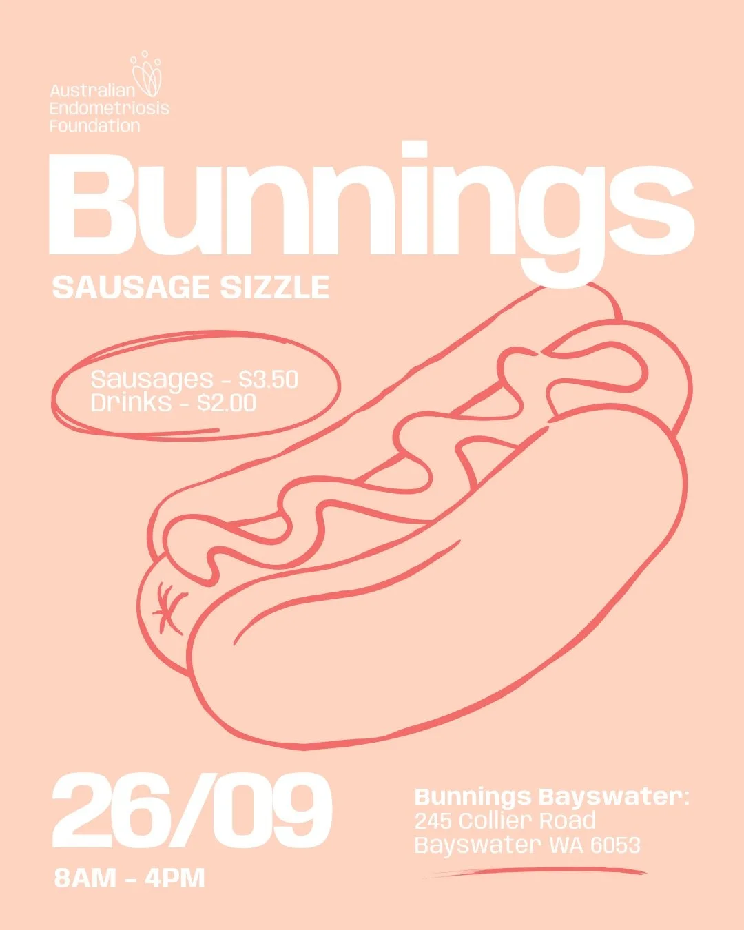 PERTH 💜 Come visit us at Bunnings Bayswater this Saturday, 26 September, grab a snag and help us raise funds to support young Australians with endometriosis!

We&rsquo;re also still looking for volunteers between 8am and 5pm. Shifts are a minimum of