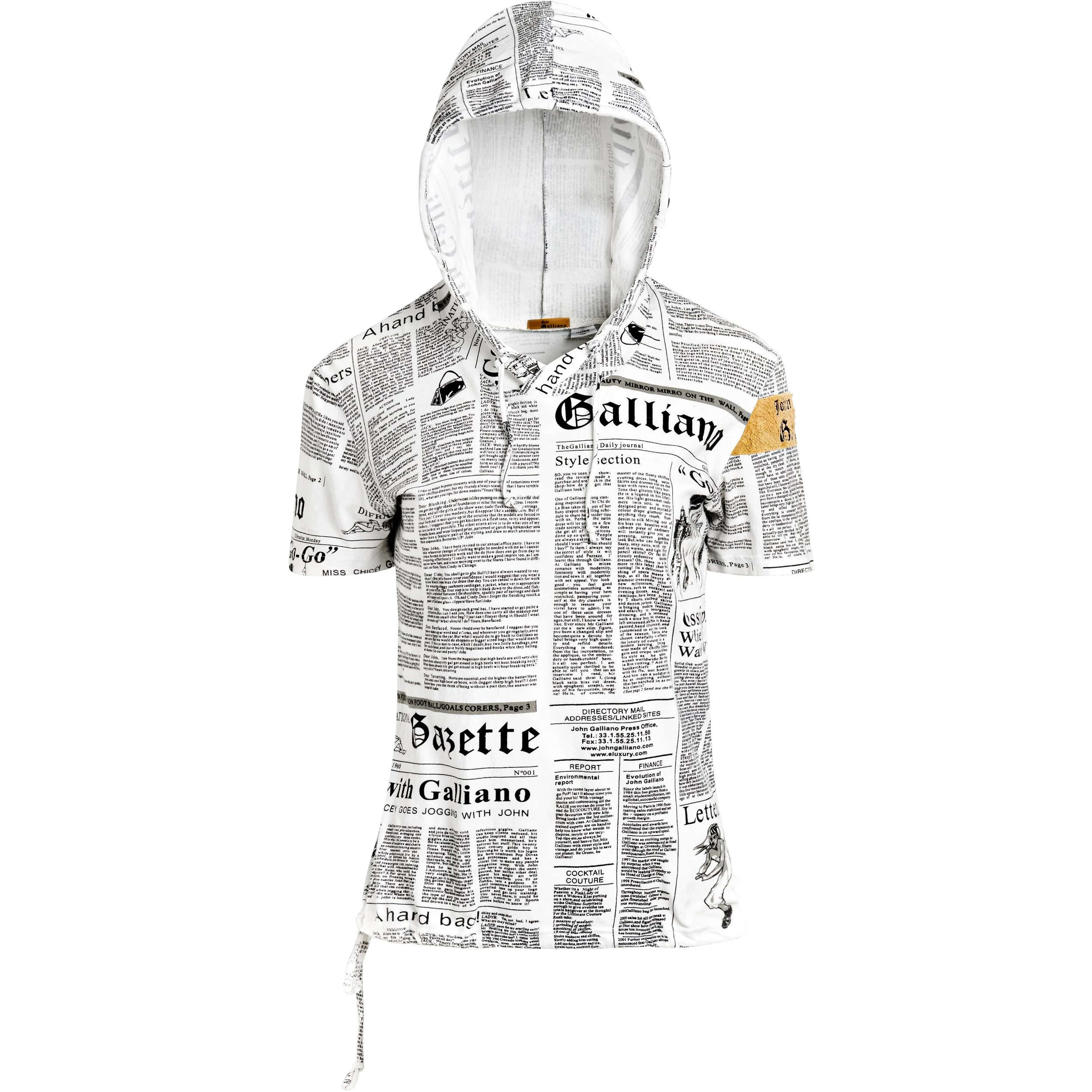 John Galliano | Newspaper Printed Hooded Top