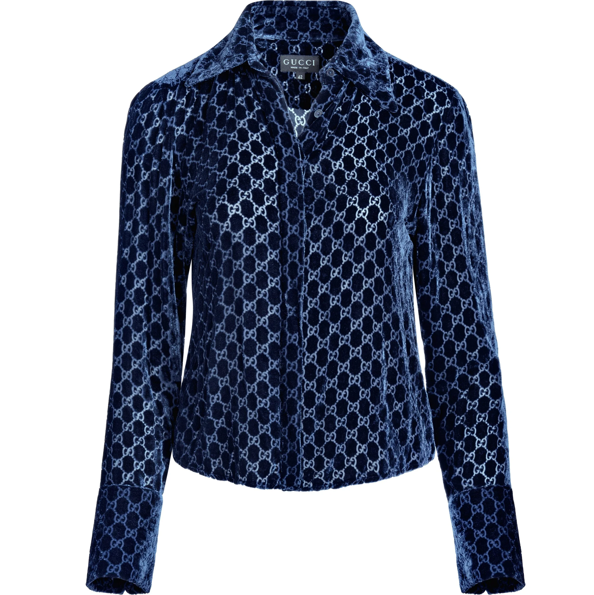 Gucci | Fall 1997 Runway Ad Campaign Monogram Velvet Shirt