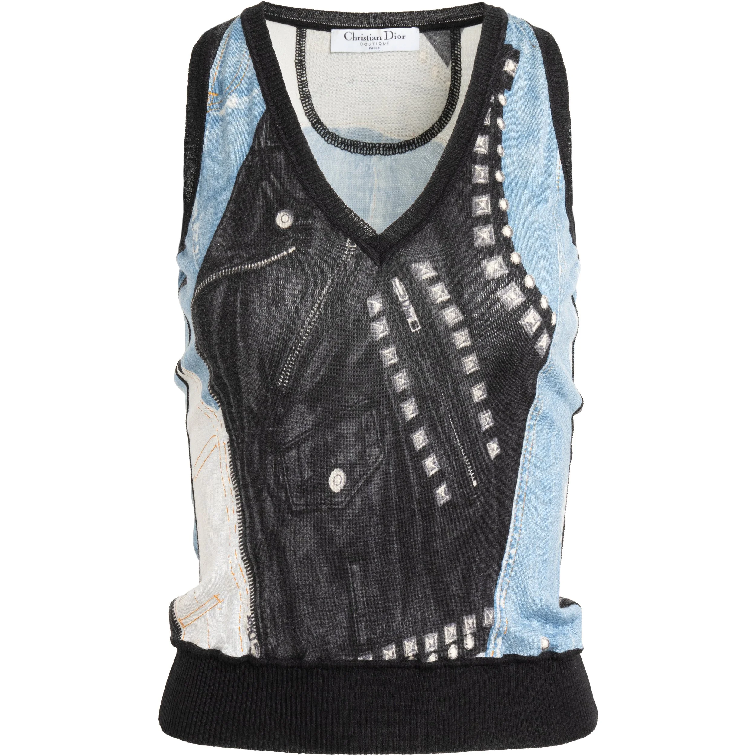 Christian Dior | Fall 2004 Diorella Denim Trompe L'oeil Vest
