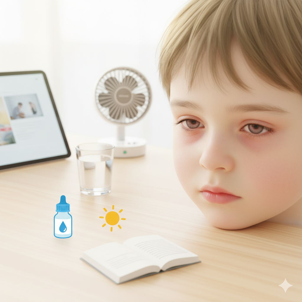 Yeux secs chez l’enfant : causes, symptômes et solutions