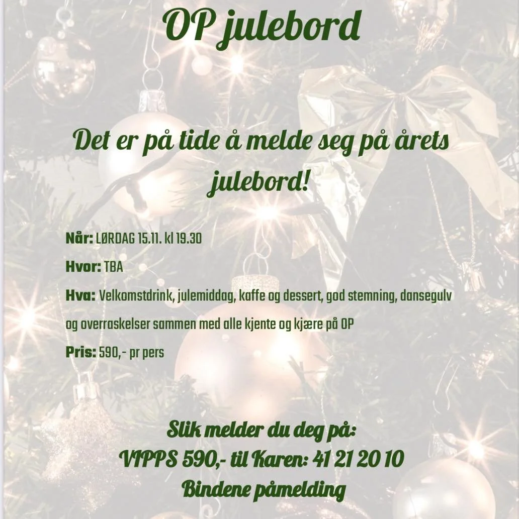 15.november skjer det! &Aring;rets julebord g&aring;r av stabelen og det er p&aring; tide &aring; melde seg p&aring;!
✨🎄🍾🧑🏼&zwj;🎄💃🏻🕺🏼✨

Samme dag kj&oslash;rer vi CrossFit mot kreft s&aring; hold av b&aring;de formiddag og kveld. Mer info om