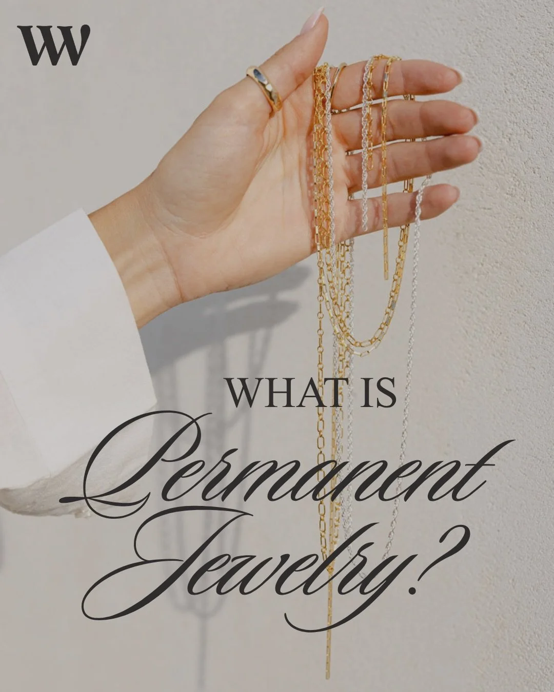 What is permanent jewelry?

Permanent jewelry is custom-fit jewelry that is welded together instead of using a clasp.

The jewelry is fitted to you and welded in seconds to create a seamless piece you can wear every day.

Perfect for:
♡ Best friends
