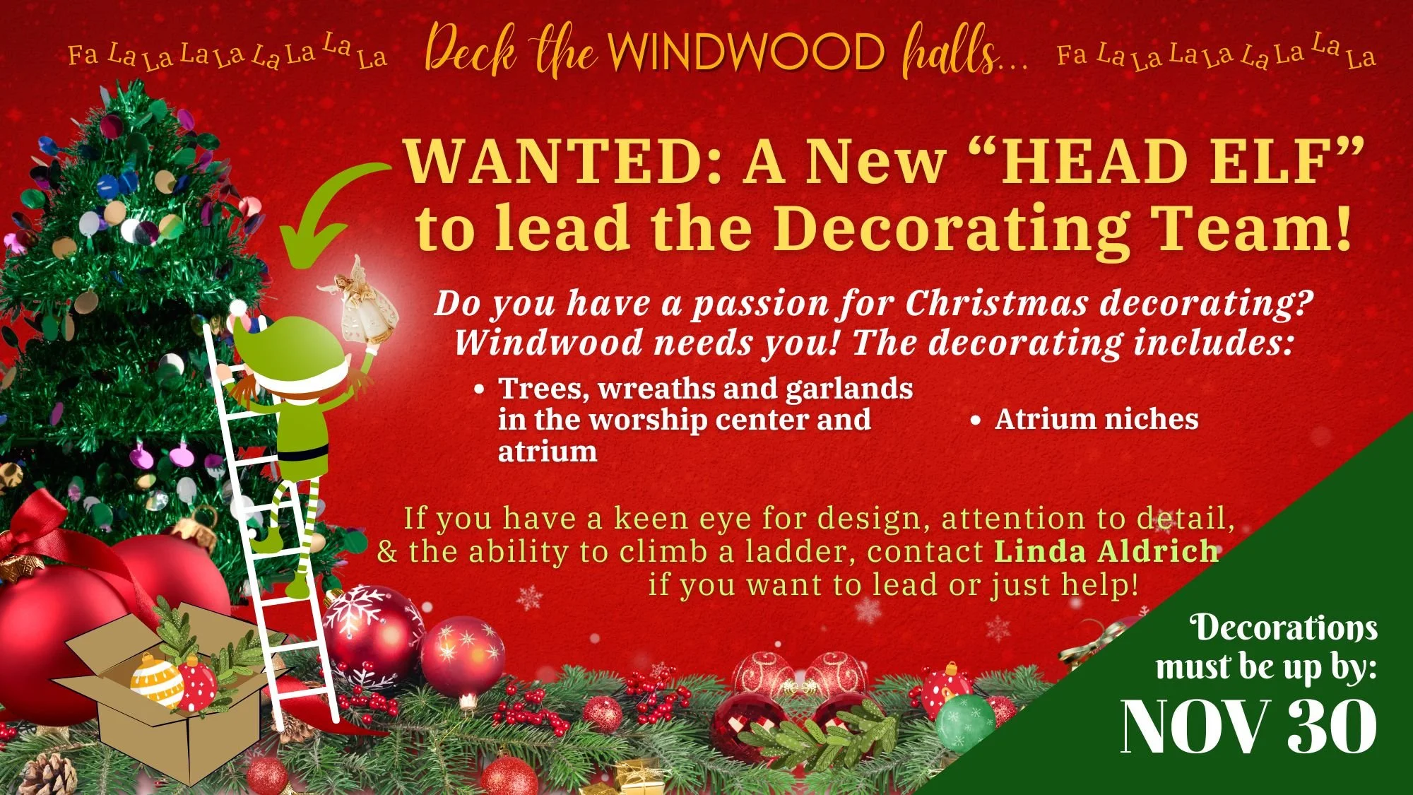 Christmas Decoration Team Lead Needed