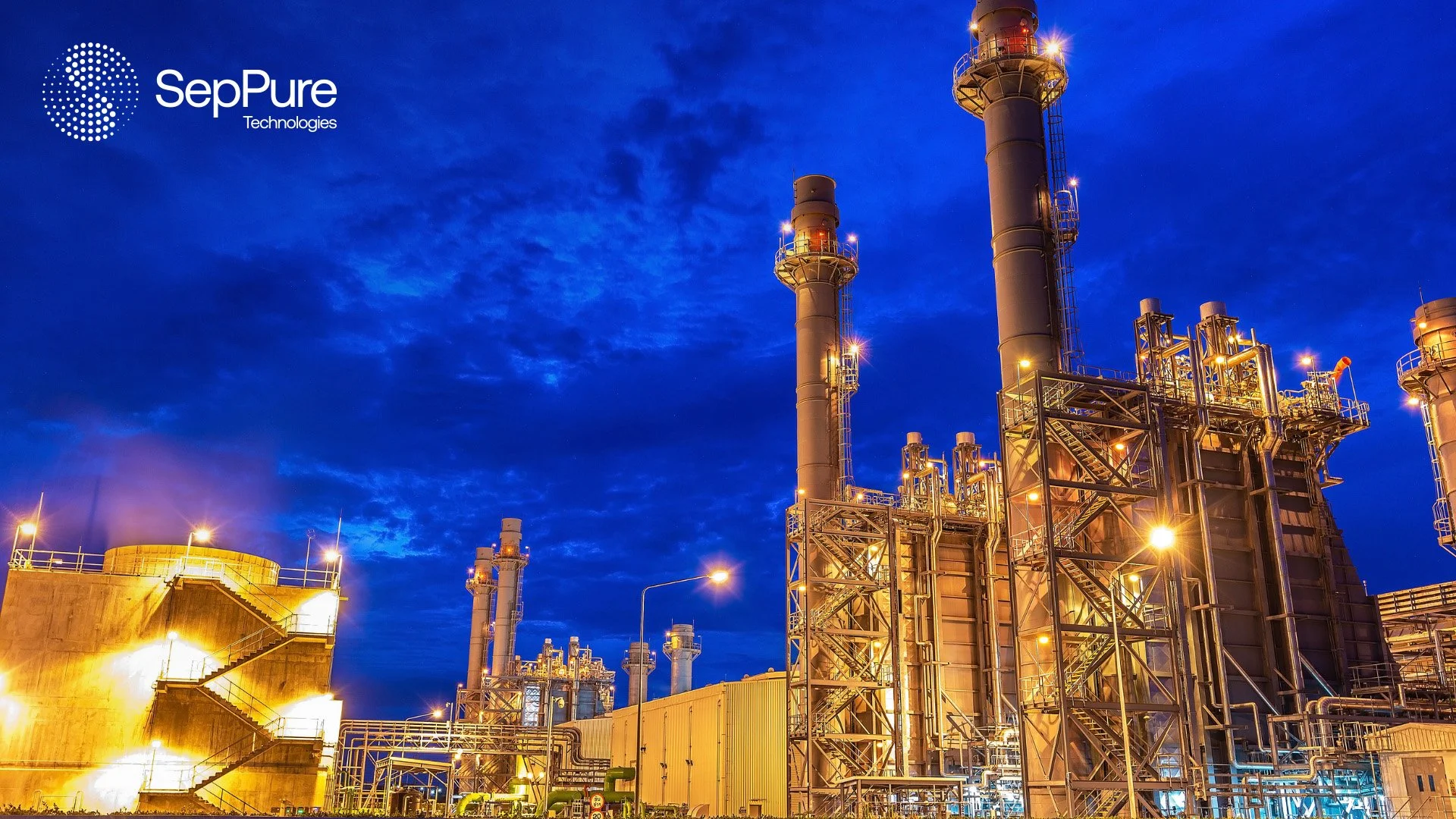 Glow light of petrochemical industry on sunset