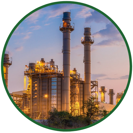 Industrial energy consumption icon highlighting energy-intensive solvent processing