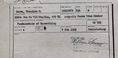 Maria Lynn Barrs, author of Parallel Peril, shares her father's certification paperwork while in the US Army Air Corps.
