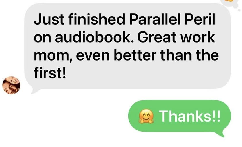 Review of Parallel Peril on audiobook by author Maria Lynn Barrs daughter.
