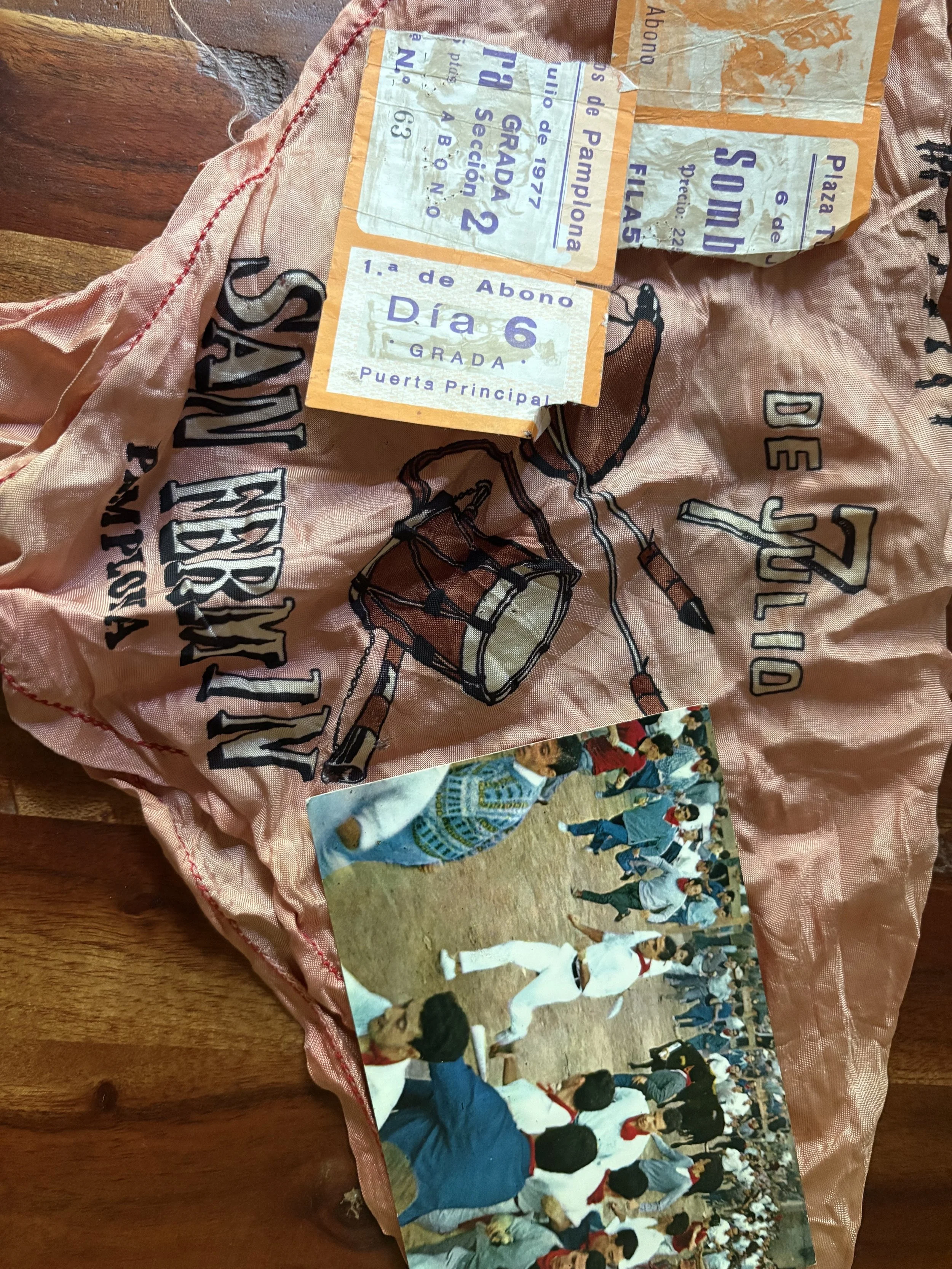 Memorabilia from Running of the Bulls shared by Maria Lynn Barrs author of Parallel Peril.