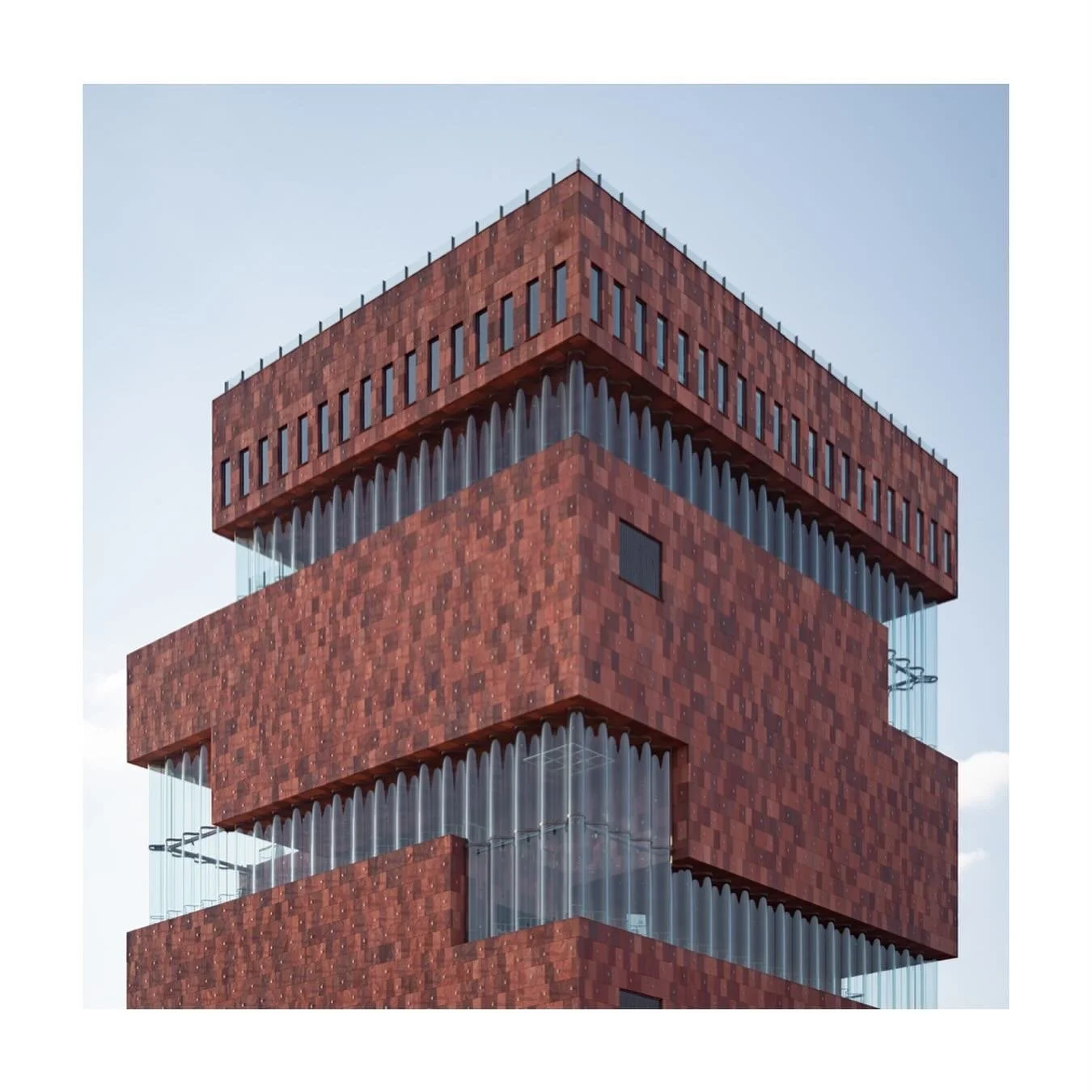 Photos from my visit last year to the MAS, the city history museum of Antwerp. It&rsquo;s always a pleasure to appreciate this fa&ccedil;ade made out of red sandstone and corrugated glass. 

#antwerpen #antwerp #architecturalphotography #architectura