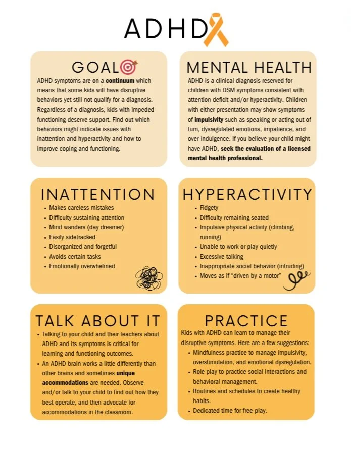ADHD Free Printable PDF Infographic for Therapy with Kids