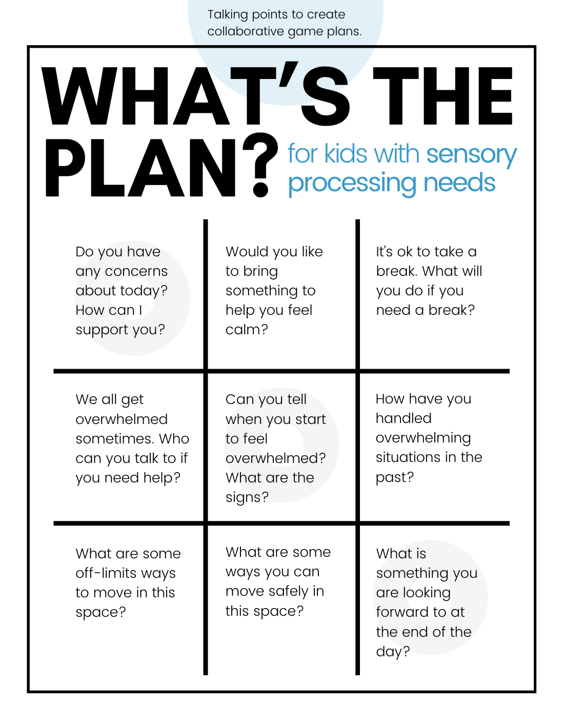 What's the Plan? For kids with sensory processing needs