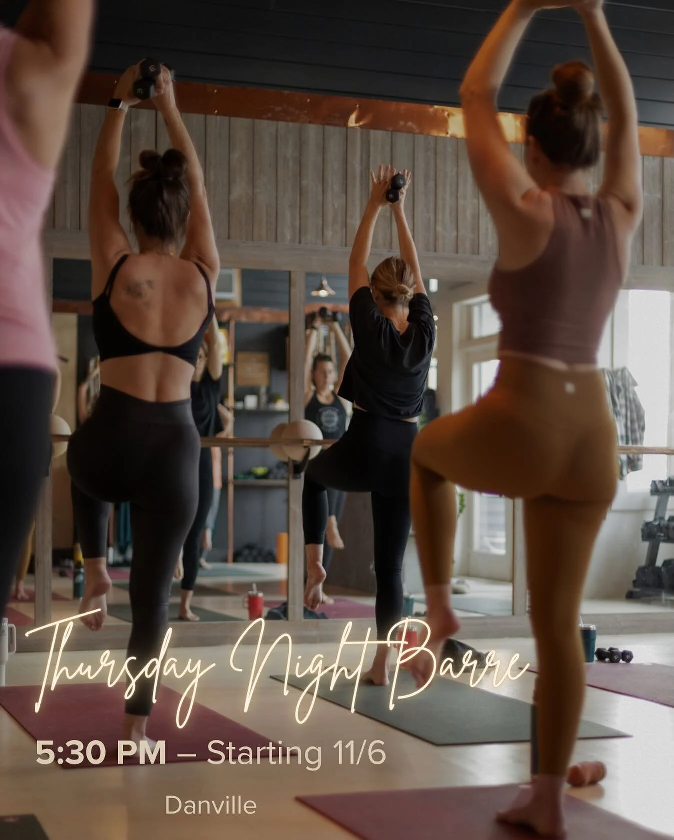 Hey Danville! 👋🏼 this is for you! 
Thursday Night Barre starting in November with Emily and Viv (alternating weekly)
Can&rsquo;t wait to see you! ✨