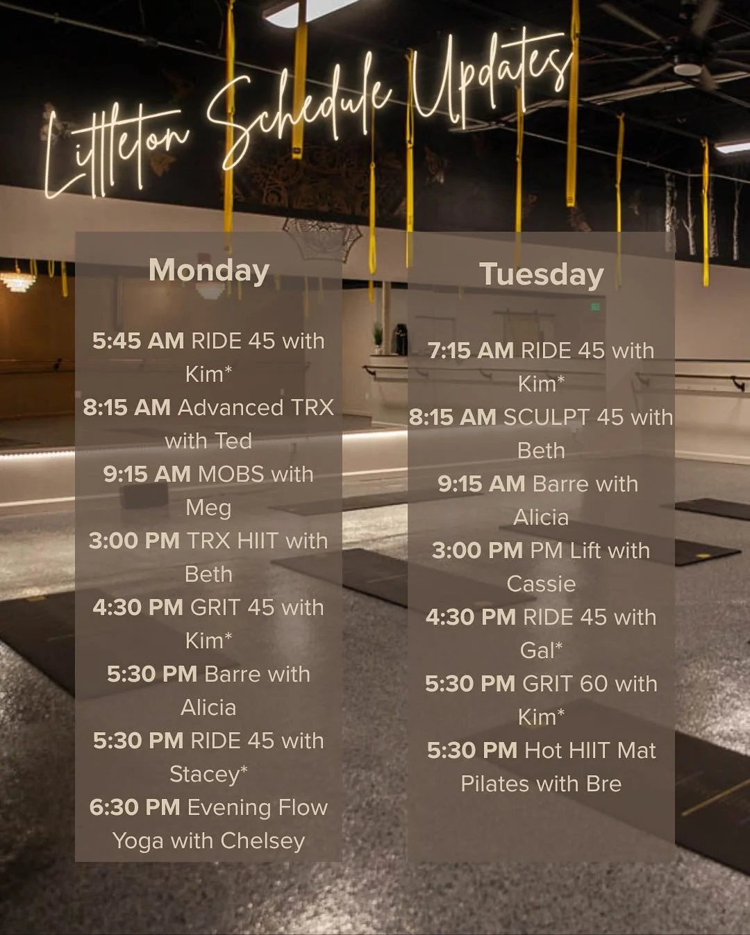 Our updated November schedule in Littleton✨
Including our incredible friends @ridelittleton 🫶🏼