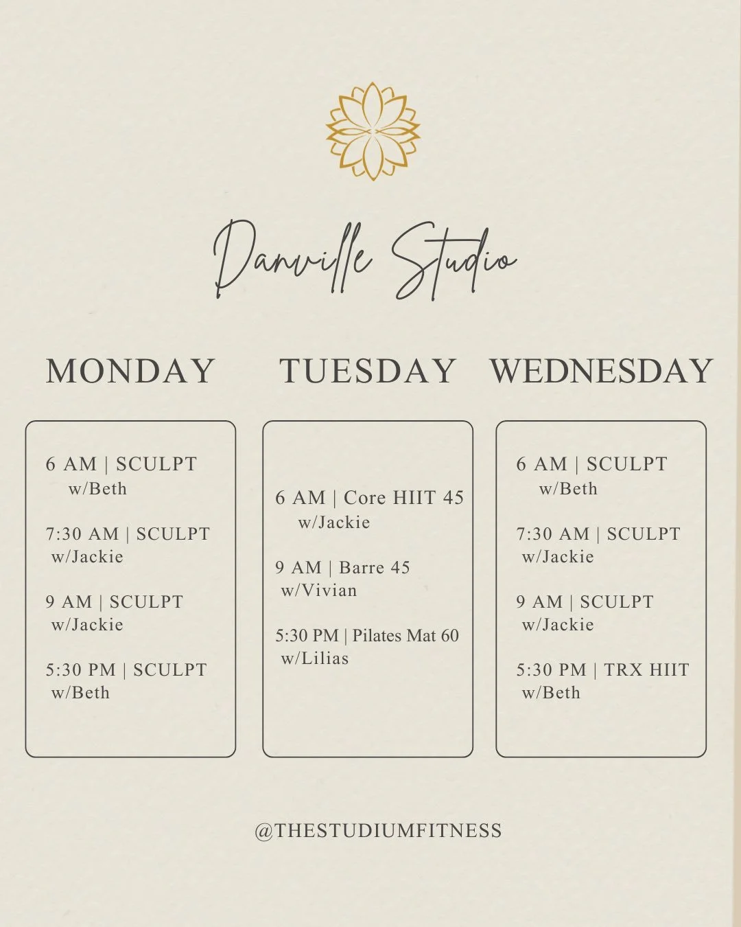 February at the Danville Studio&hellip;

NEW CLASS
Core + Restore with Jackie
Thursdays @ 5:30 PM
(To replace Barre with Emily)

CLOSED
The Danville Studio will be closed 2/22 - 3/3 for renovations.

NEW MEMBERSHIP
Unlimited classes for the entire mo