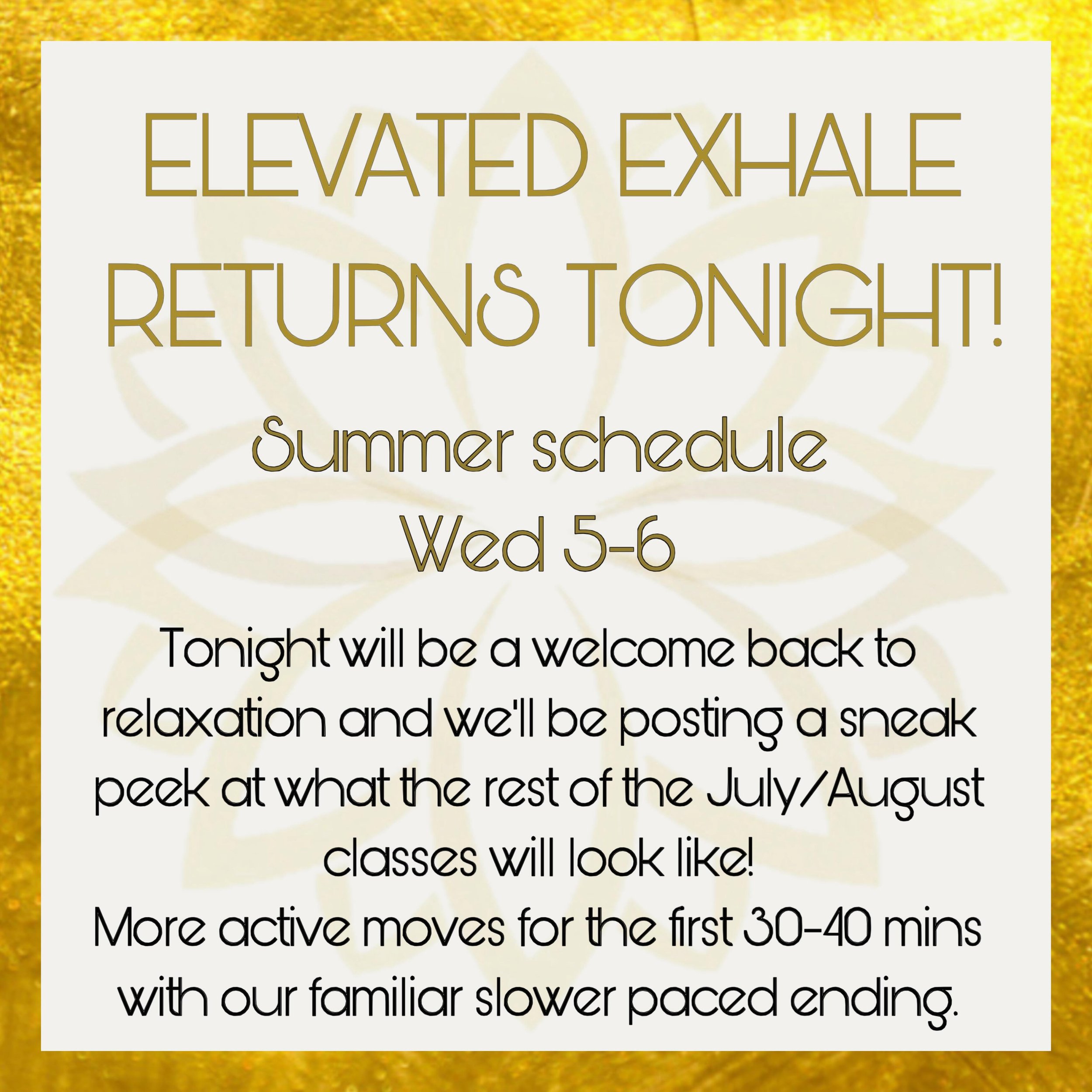 Take an Elevated Exhale at the Littleton Studio with @nikki.lmt. Class returns tonight!

⏰ New Time

Wednesdays | 5 - 6 p.m.

🧘&zwj;♀️ New Location

The Yoga Room | Littleton Studio

*If you&rsquo;ve joined Nikki for class at the main studio, you&rs