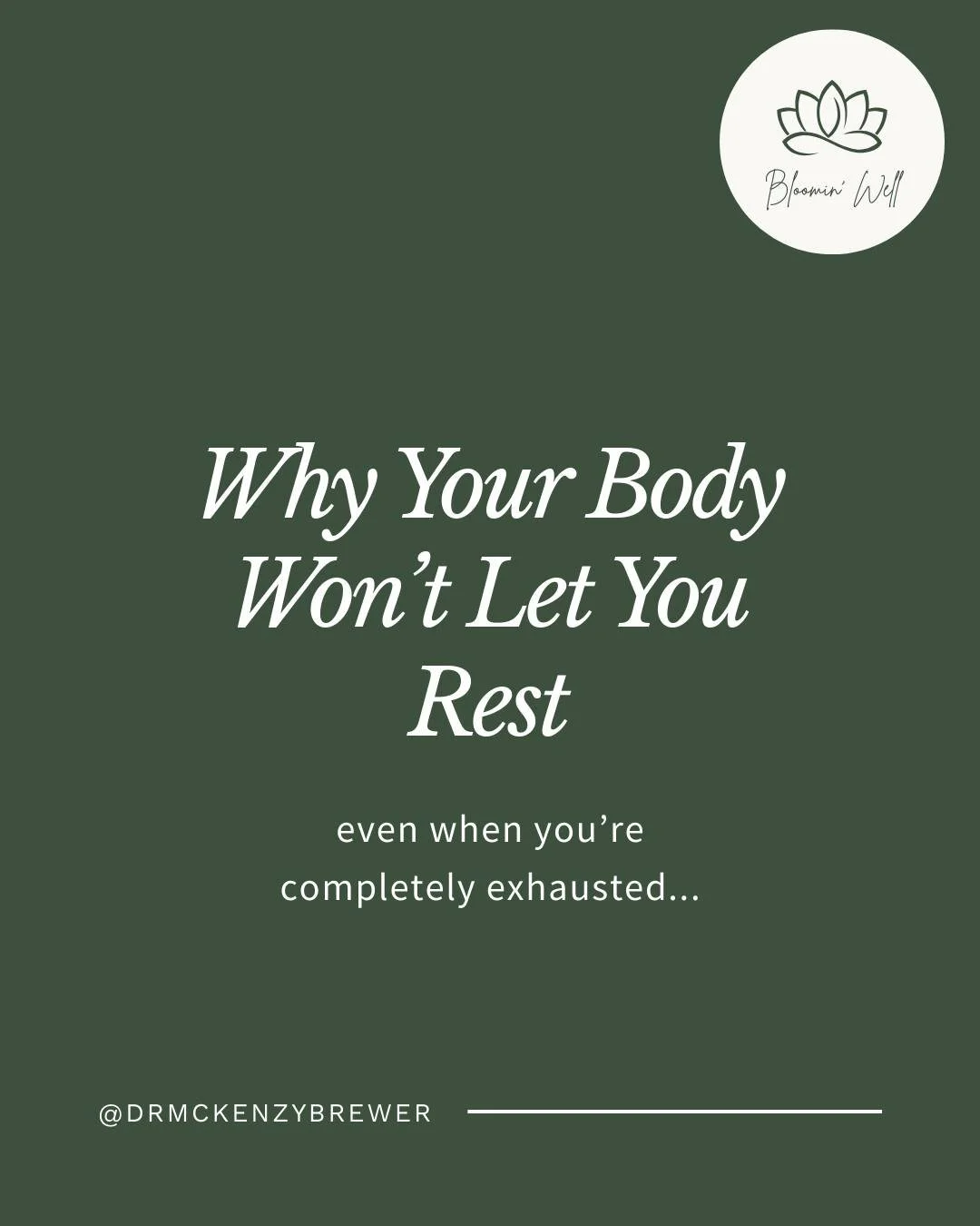 `Your body won't let you rest, even when you're completely exhausted.

Not because you're not trying. But because your nervous system doesn't feel safe.

𝗛𝗲𝗿𝗲'𝘀 𝘄𝗵𝘆:

1. Nervous system stuck in survival mode
&rarr; Fight, flight, or freeze is