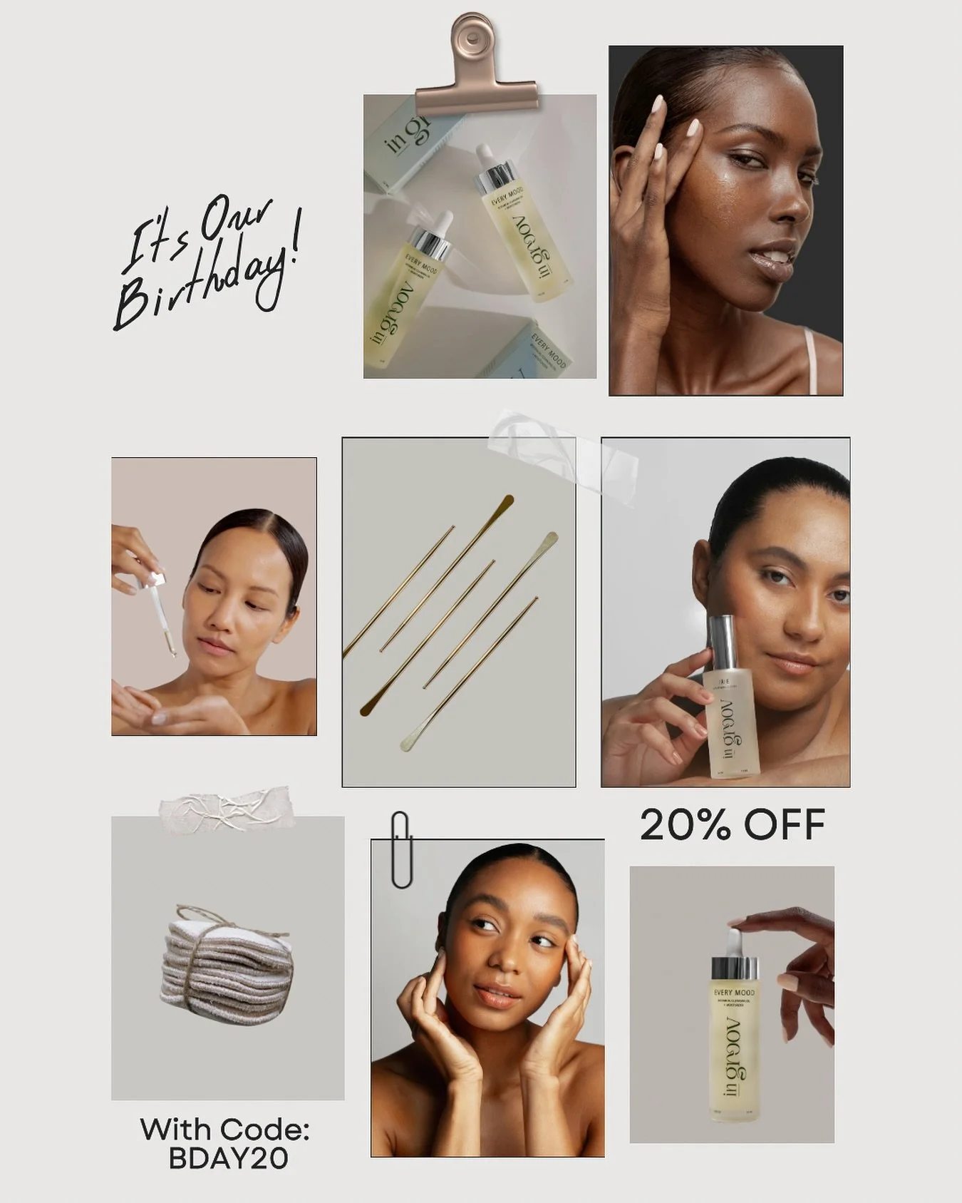 IT’S OUR BIRTHDAY | 2 YEARS OF IN GROOV!
…
It’s been 2 remarkable years helping you balance, repair and treat your skin with the care it deserves. To celebrate, we’re giving 20% off all items all weekend long. USE CODE: BDAY2