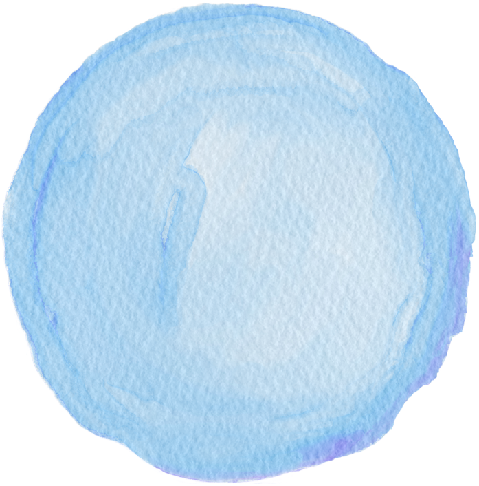 A single, round, light blue watercolor paint palette or circle.