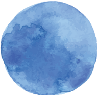 A watercolor painting of a blue moon against a dark background.