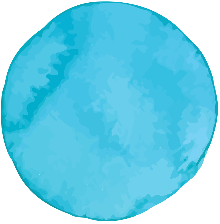 A close-up of a blue, round object with shading and texture.