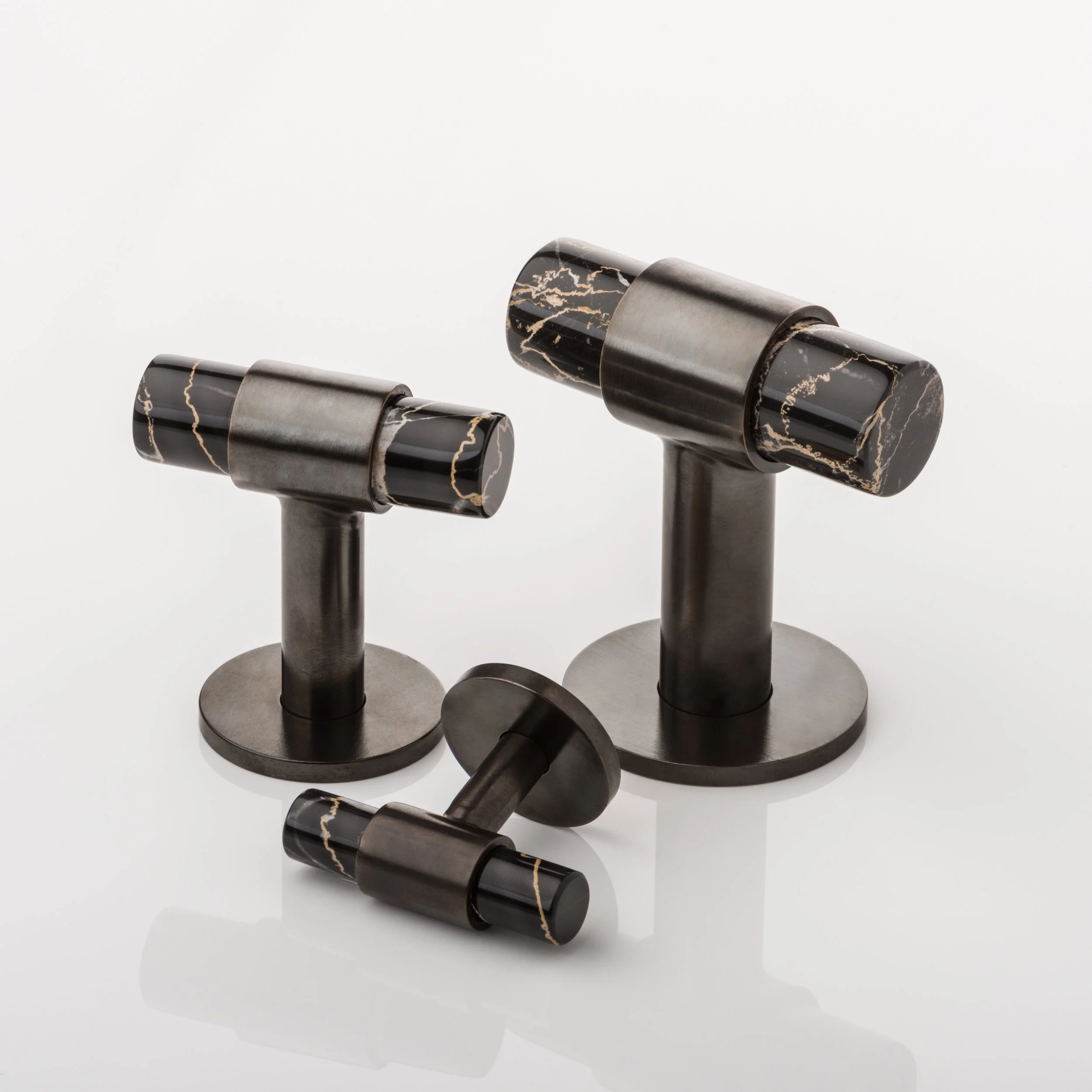 Collett T-Bar Brass & Marble Cabinet Pull