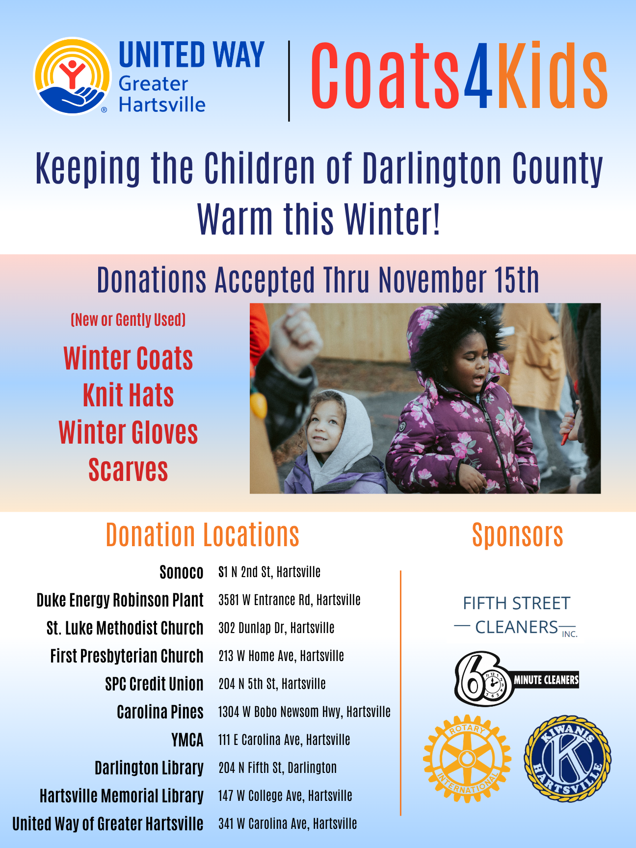 Digital version of the 2026 Coats4Kids poster.