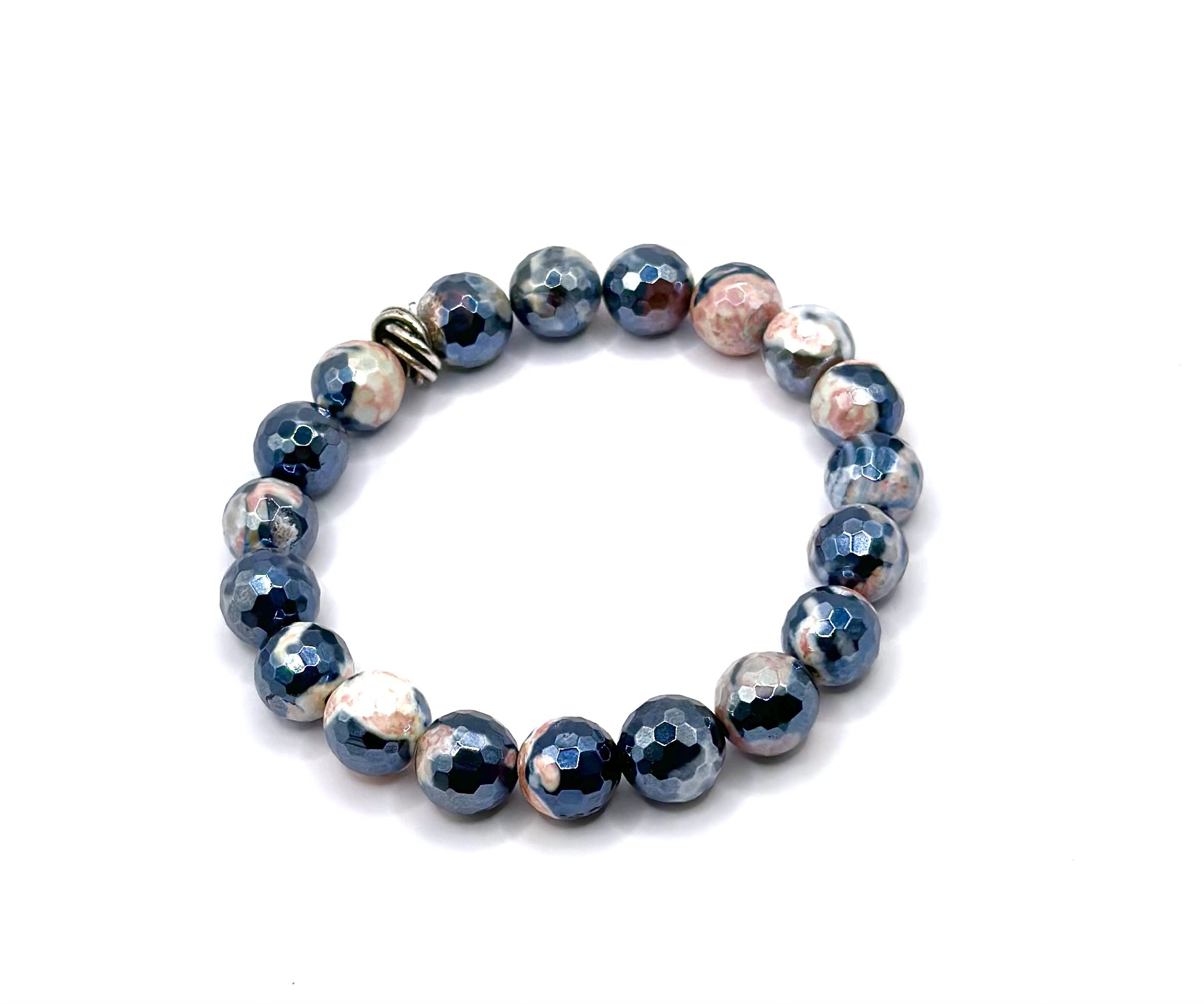 Light Pink & Navy Blue Agate
