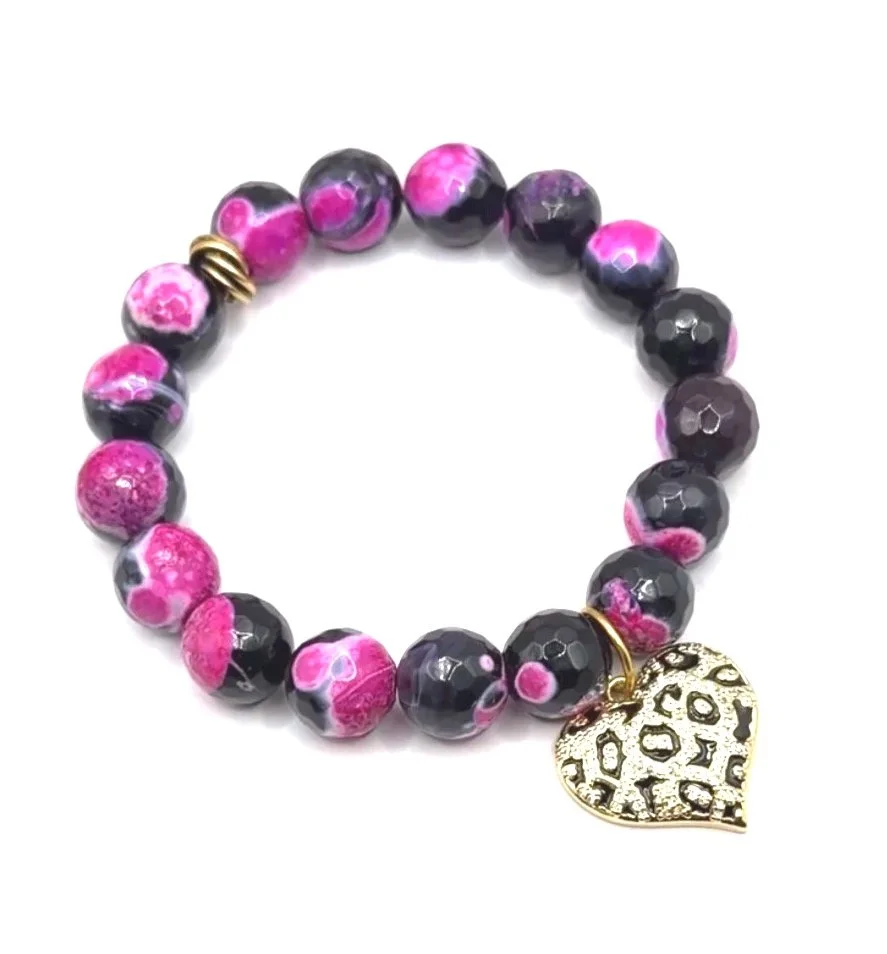 Bright Pink/Black Agate *Emotional Stability + Mental Clarity
