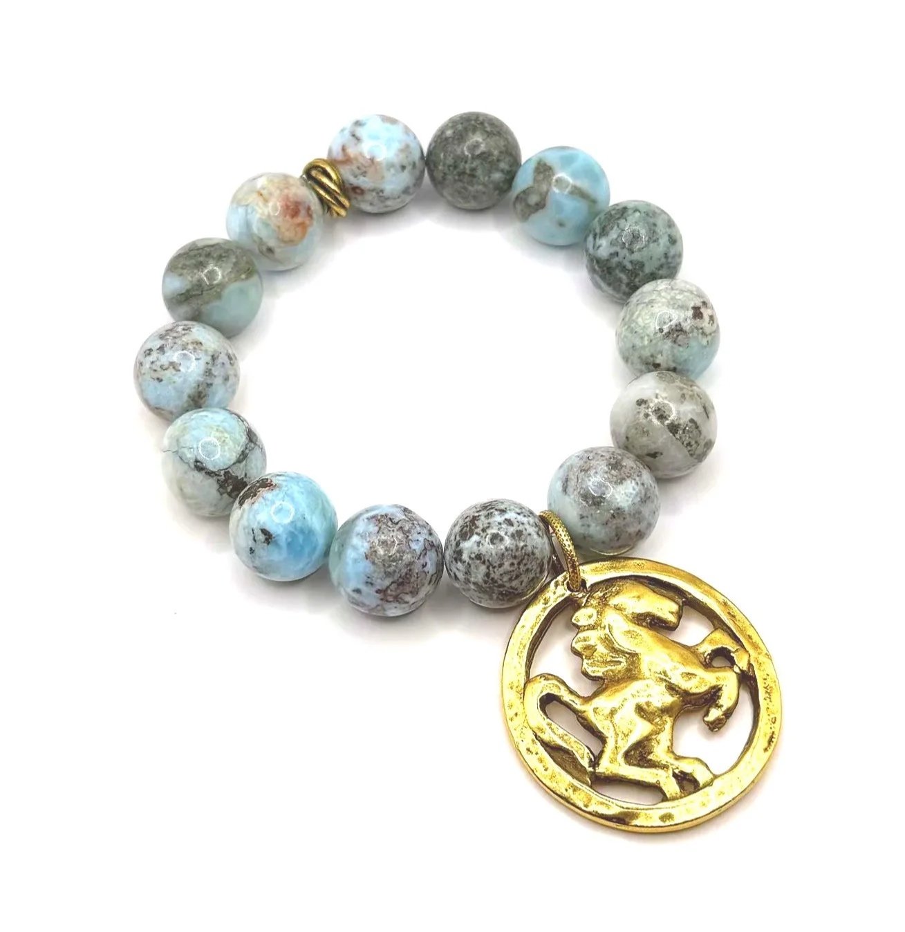 Larimar with Gold Horse Pendant *Courage + Strength