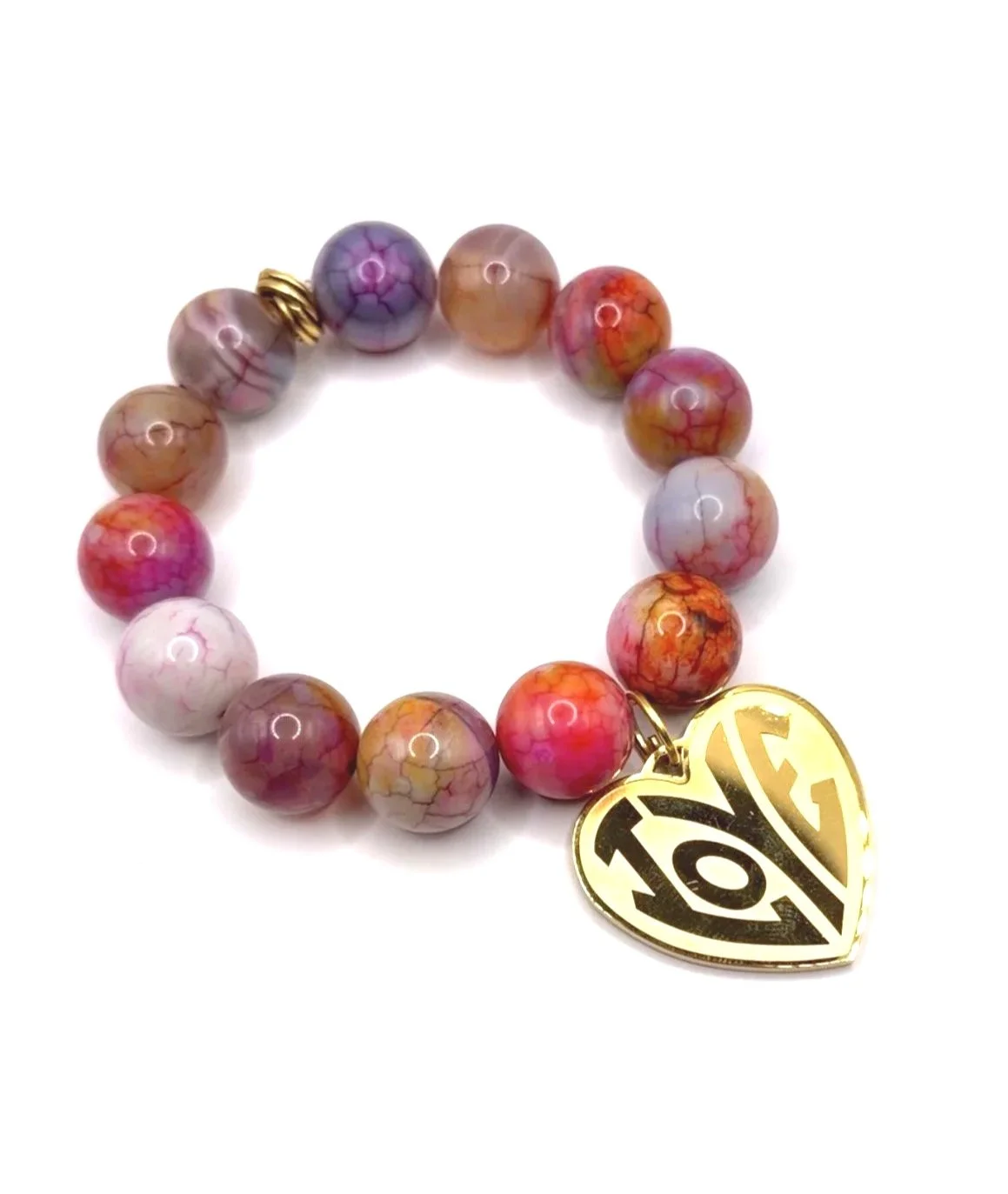 Multi-Color Agate/Gold Love Charm *Balance + Calm