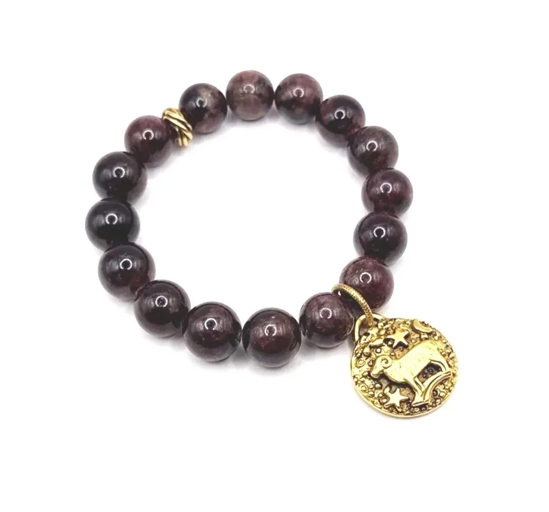 Zodiac Charm Bracelet- Choose Your Sign + Stone