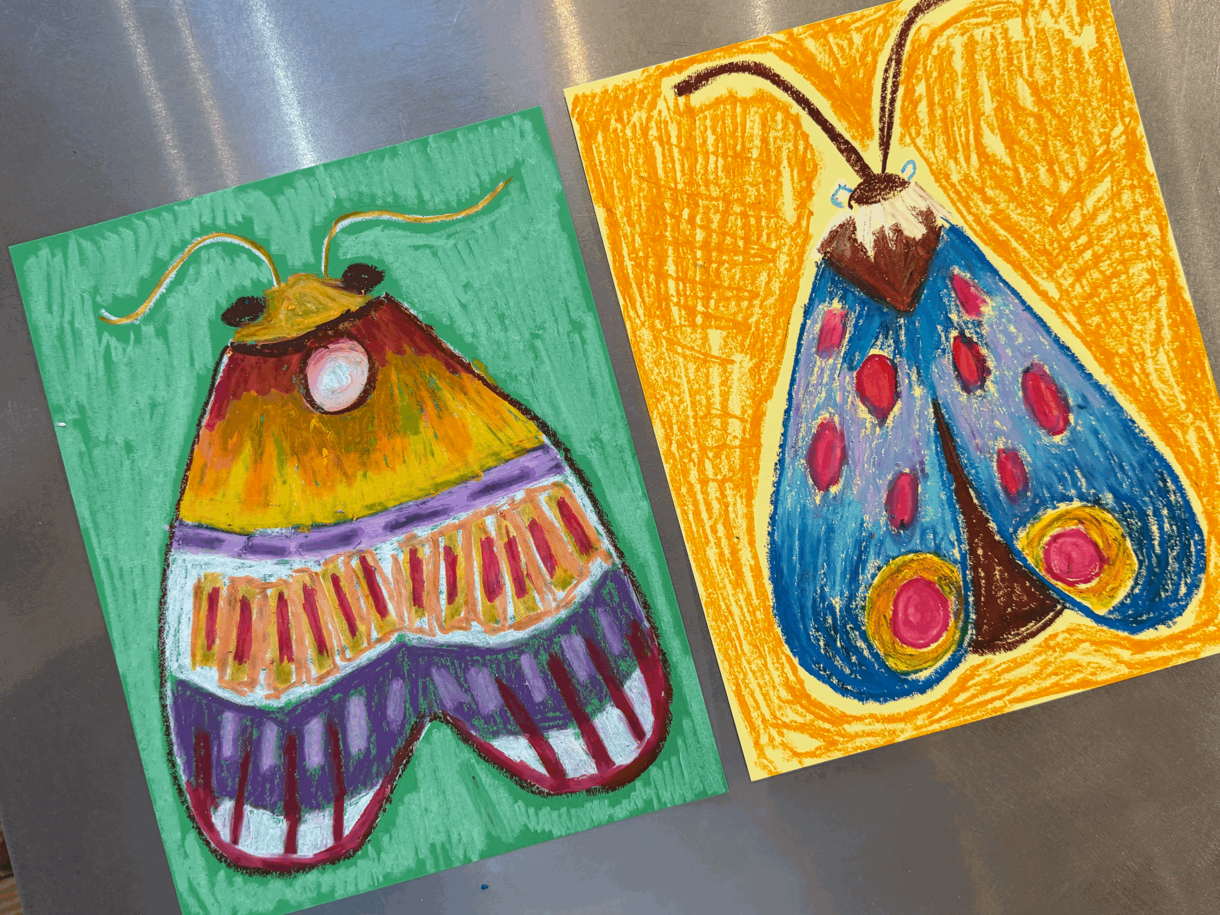 Oil Pastel Moths