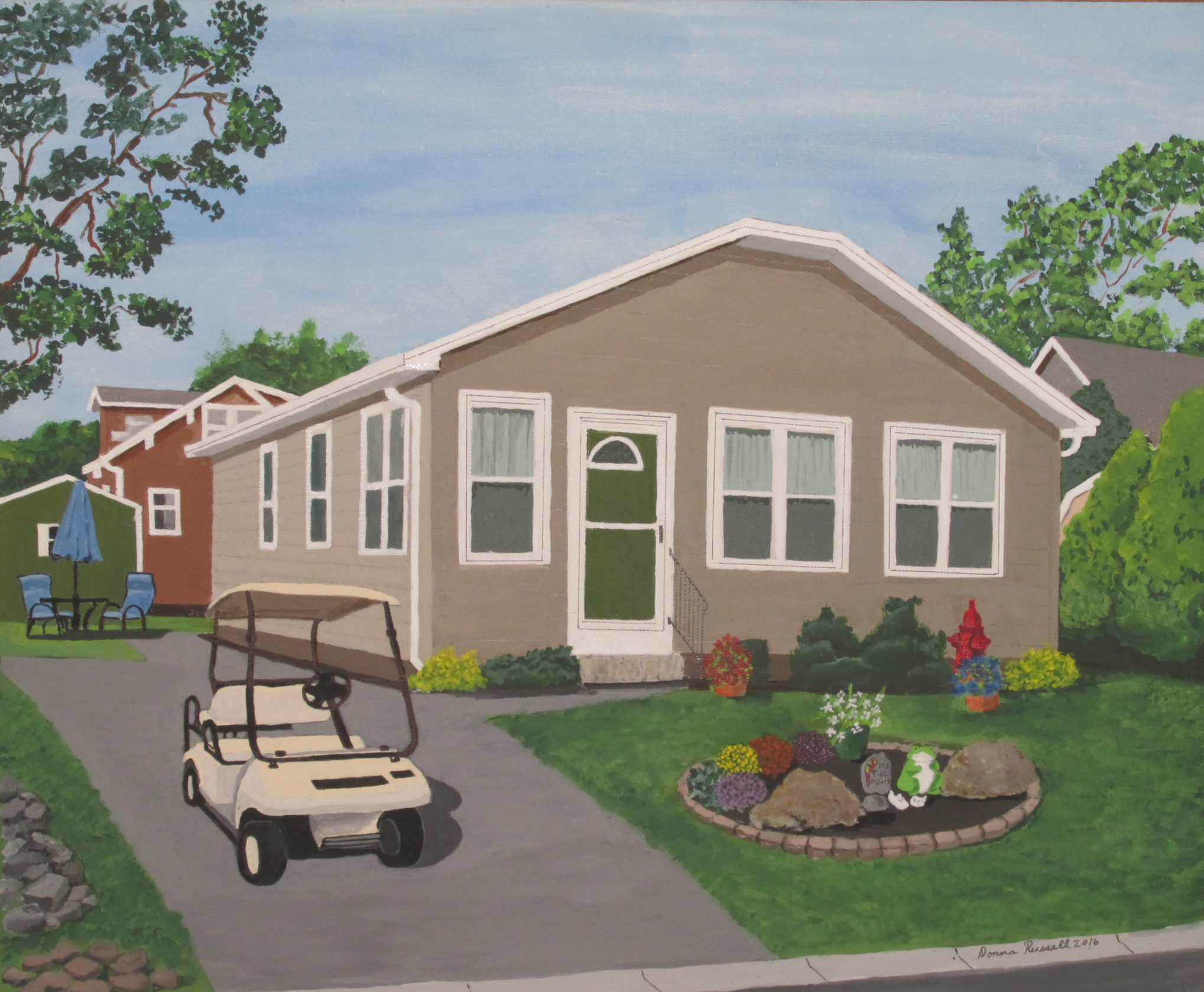 Another house and front yard painting by Donna Russell. 