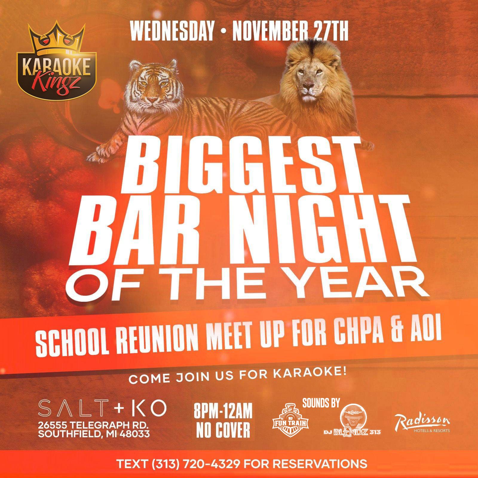 Biggest Bar Night Of The Year - School Reunion Meet up CHPA & AOI