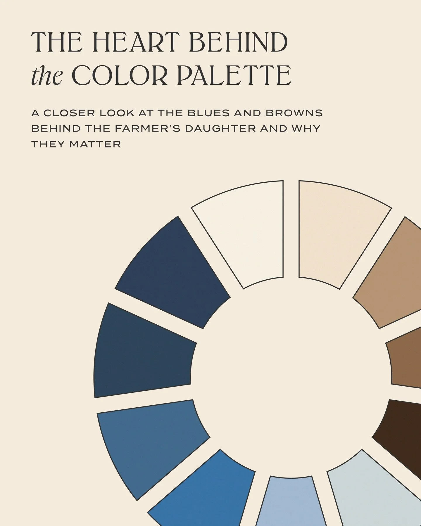 If &ldquo;from the beach to the farm&rdquo; was a color palette. 🌊🐄

Why we chose blues and browns to be the main focal point in this color palette👇🏼 

The blues reflect her coastal cowgirl soul. Open skies, salty air, and that calm, expansive fe