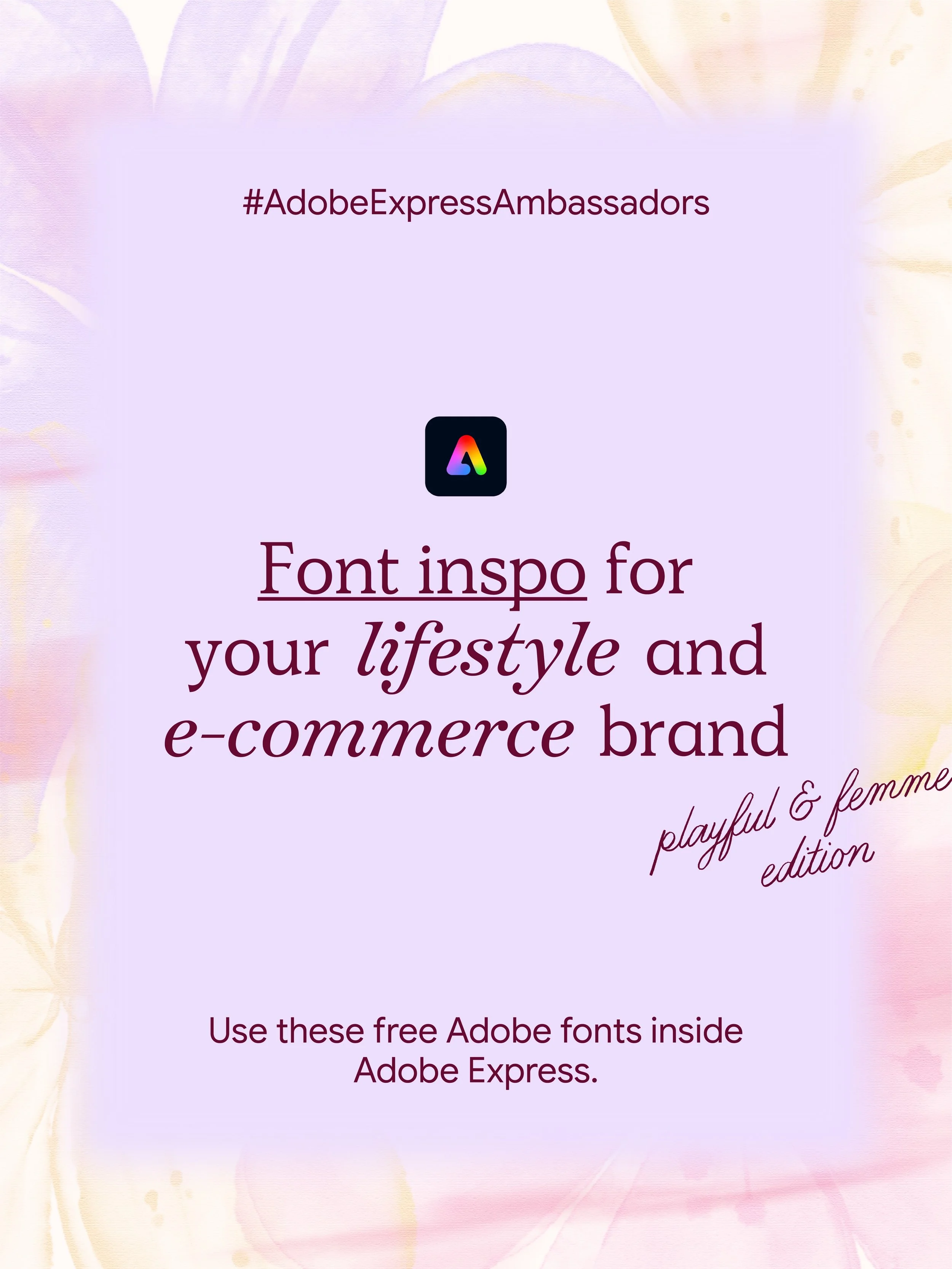 Font Inspo for Lifestyle &amp; E-Commerce Brands 🌸

I&rsquo;m back with part 2 of my Adobe Font Series where I curate complete font systems for specific industries using only Adobe Fonts that you can use inside @adobeexpress &hellip;annnd today we&r
