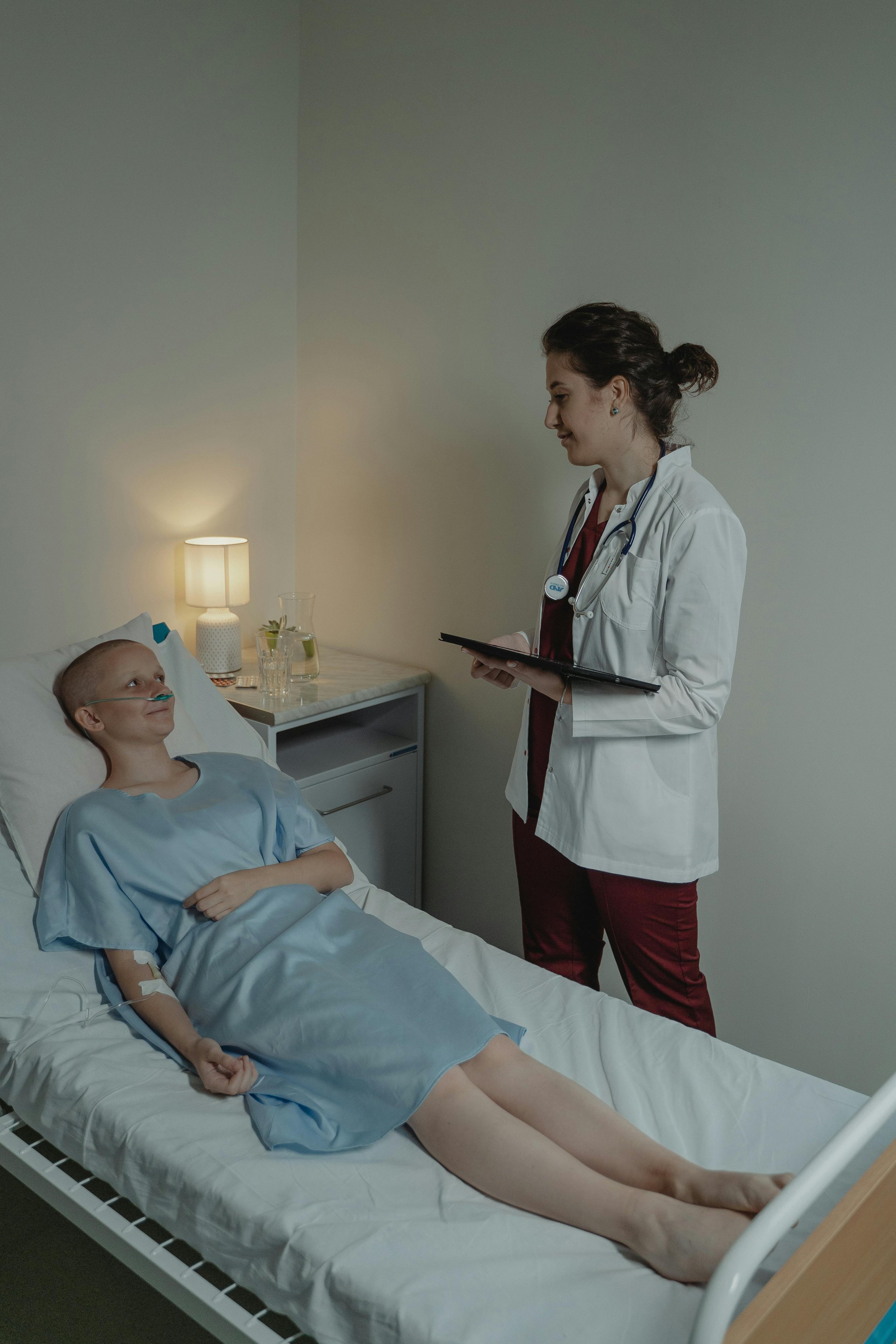 oncologist and patient