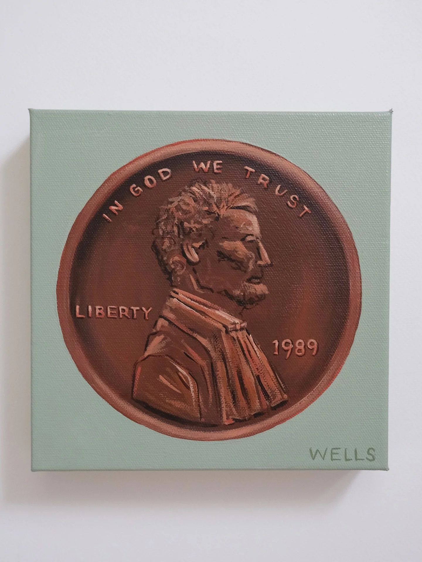 A penny for your thoughts! 

8x8&rdquo; acrylic on canvas