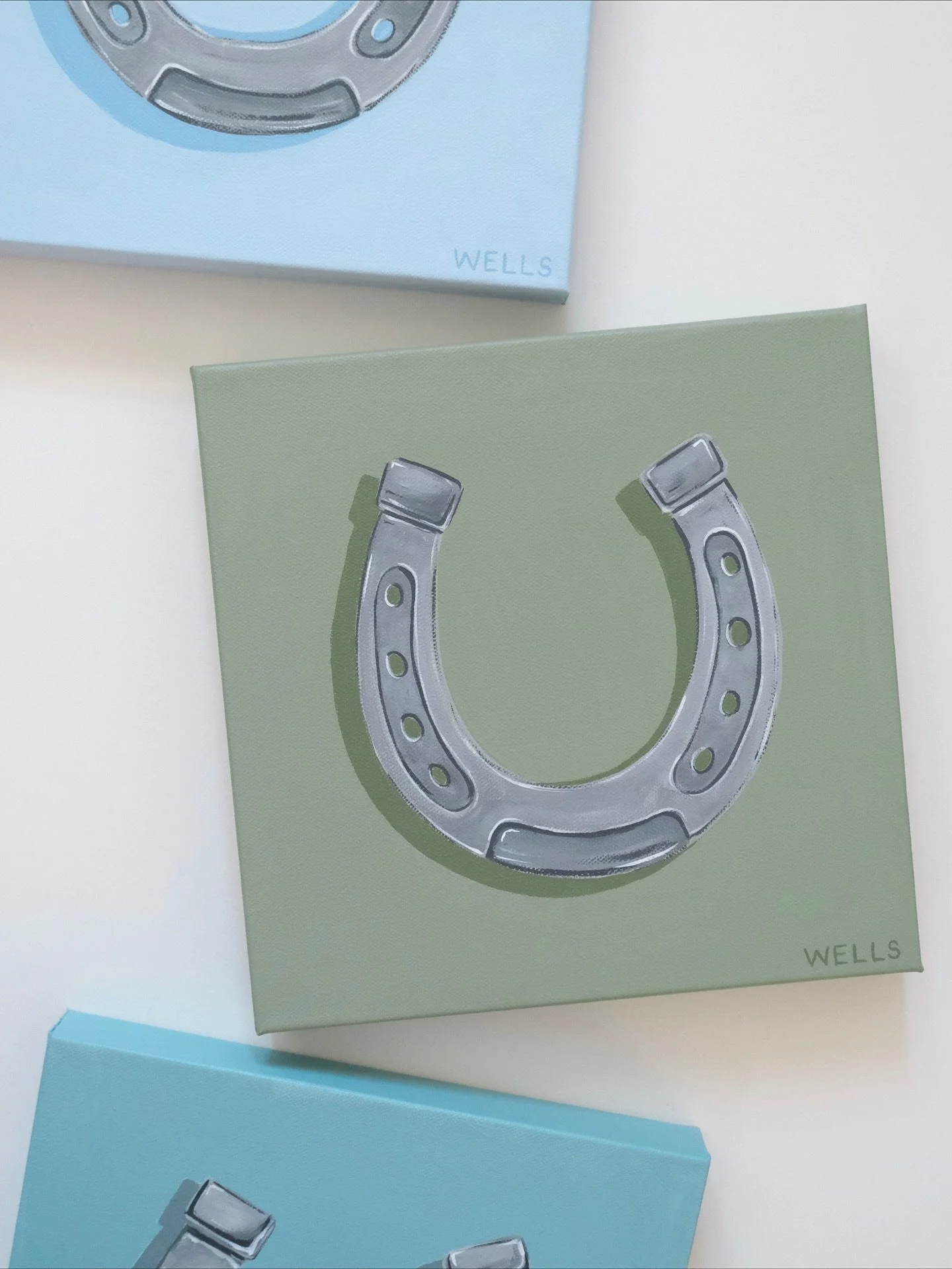 &ldquo;Lucky Charm&rdquo; 10x10&rdquo; paintings, available with my full collection at the @mbaartshow in just 17 days! 🐎🐎🐎