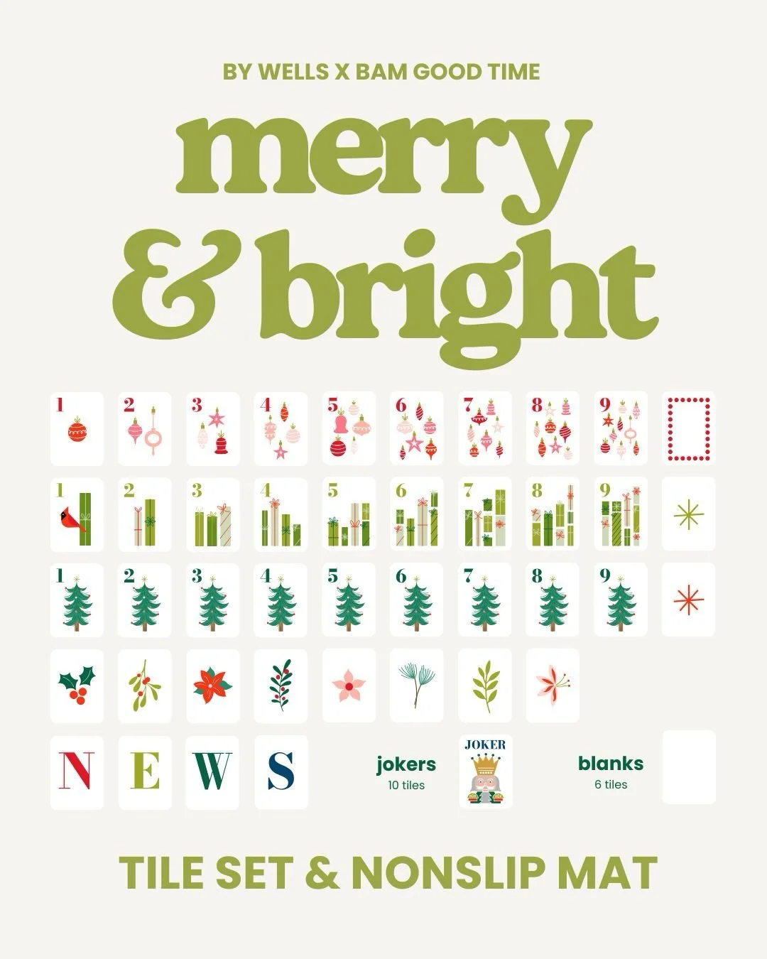 Merry &amp; Bright Christmas Mahjong tiles are here! We have a very limited supply, so grab your set now 🎄🎄🎄

bamgoodtime.myshopify.com

Created by @bamgoodtime | Artwork by @bywellsroberts