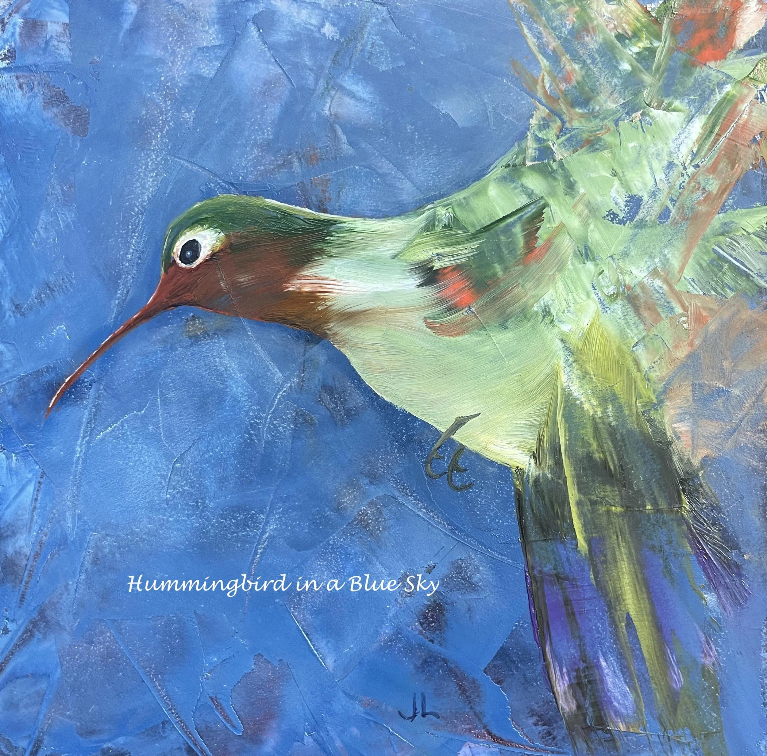 Hummingbird in a Blue Sky