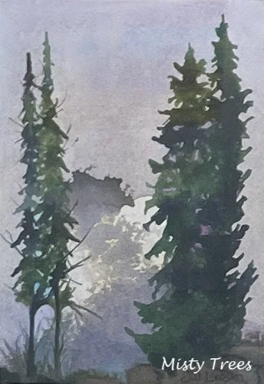 Misty Trees, Watercolor