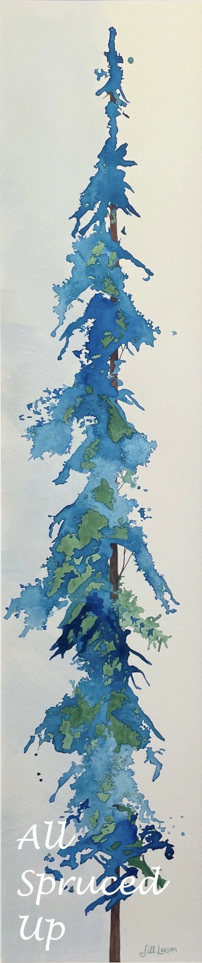 All Spruced Up, Watercolor  31x9