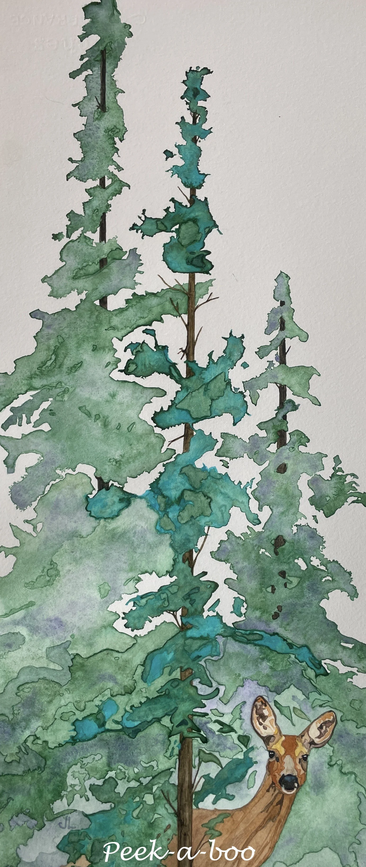 Peek-a-boo, Watercolor
