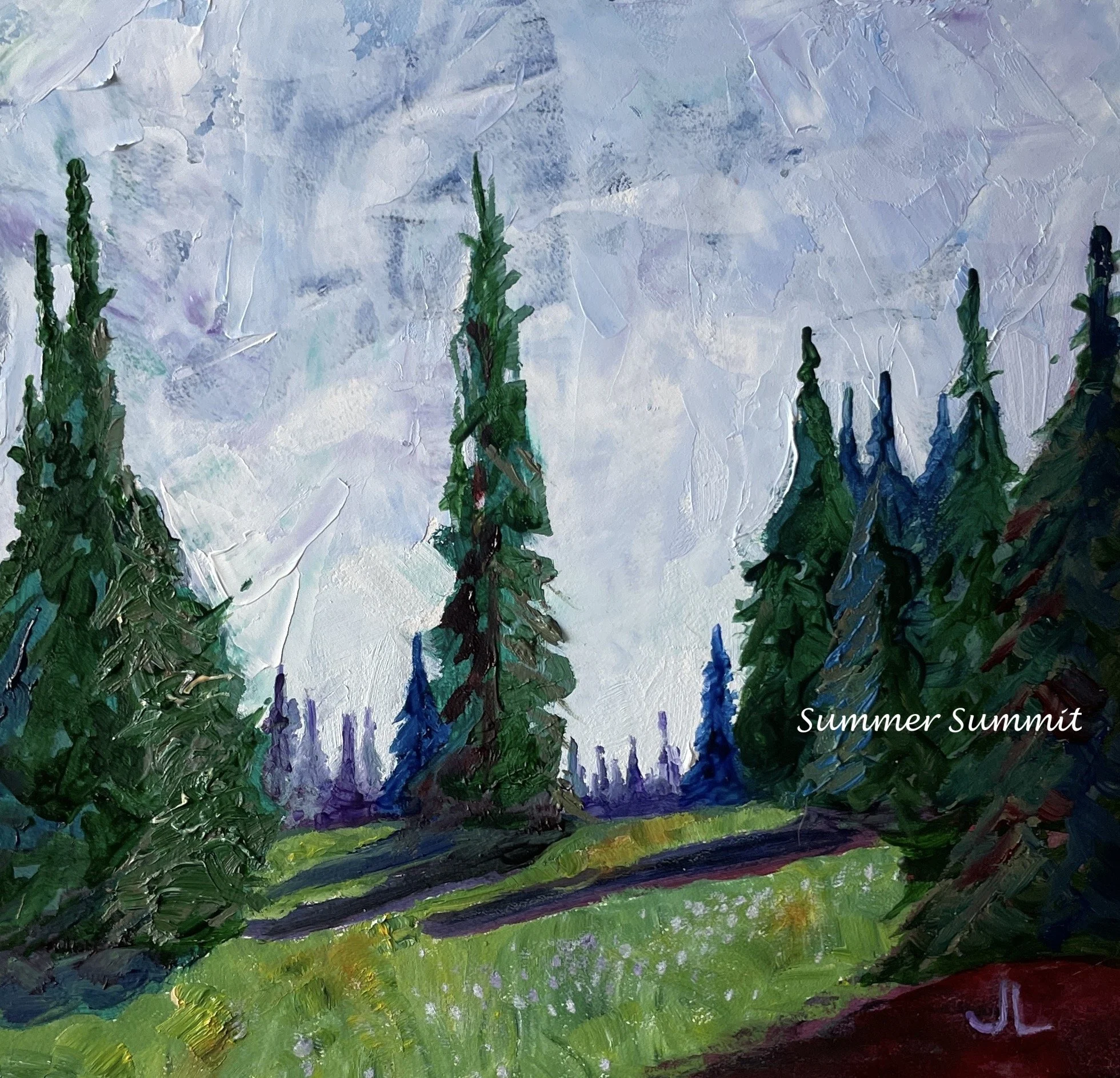 Summer Summit, Oil on Wood, 7x7 Harriet